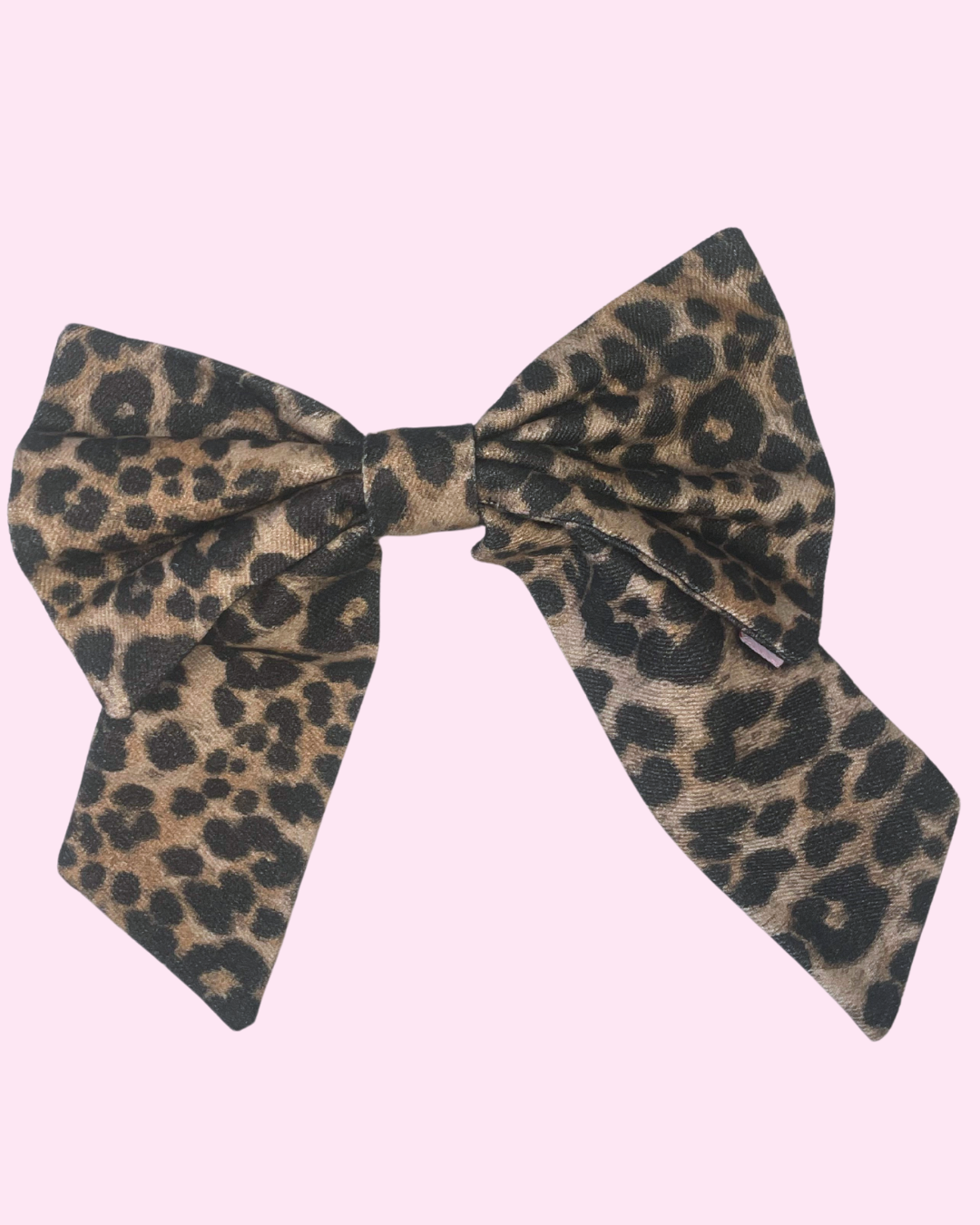 Hair Bow - Leopard Print Denim